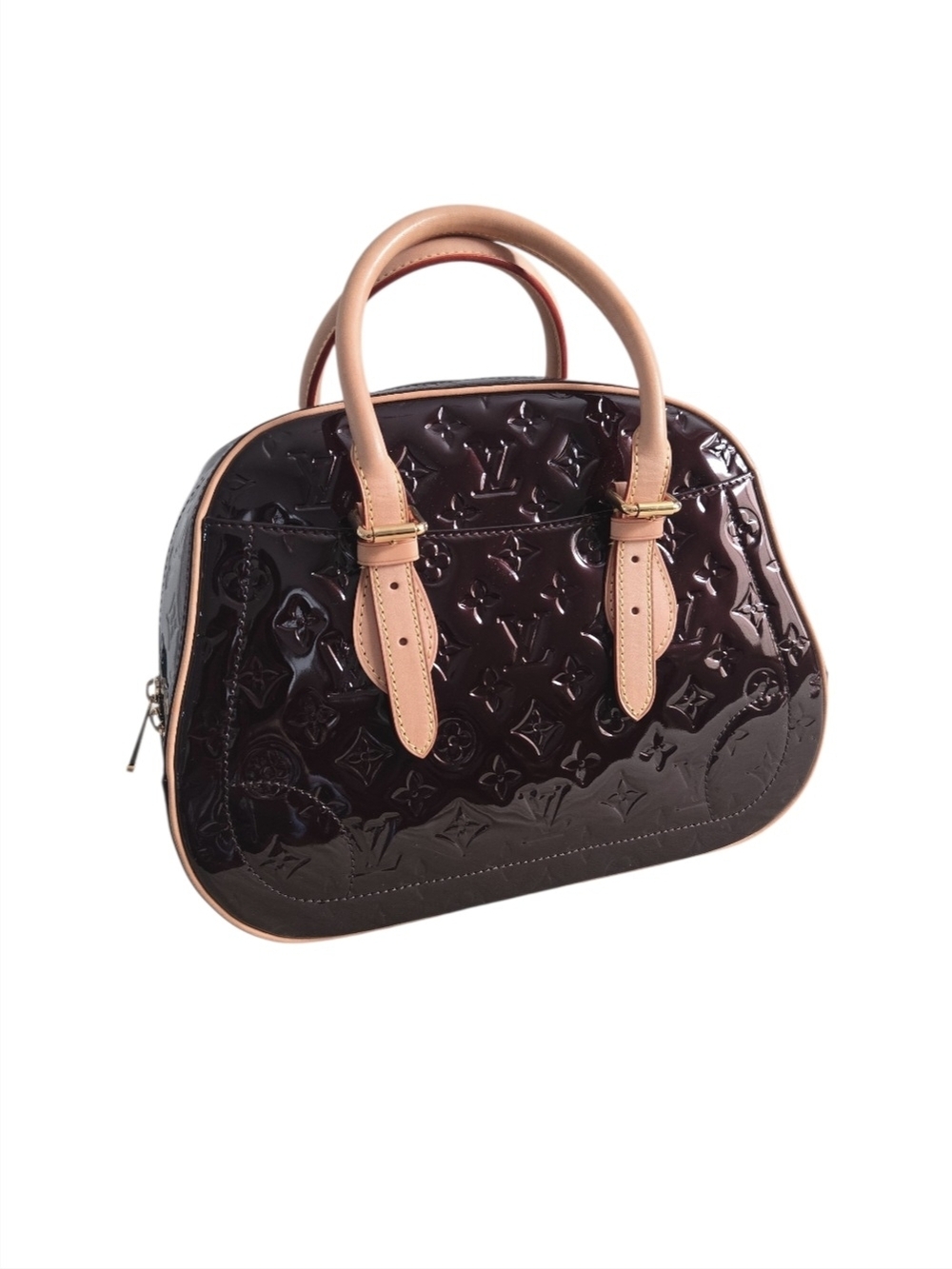 Louis Vuitton Vernis Top-Handle Satchel in Deep Bordeaux and Natural Vachetta - Picture 3 of 12